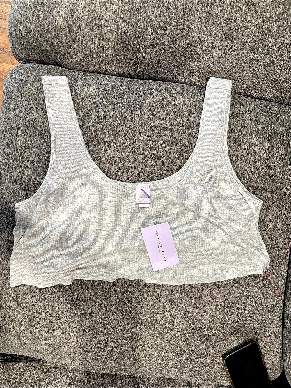 Savage X Fenty Gray Ribbed Tank Top NWT